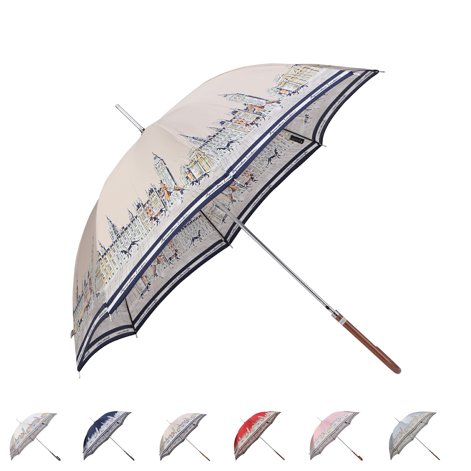 【最大1000円OFFクーポン】 AQUASCUTUM アクアスキュータム 長傘 雨傘 レディース 60cm 軽量 UVカット 遮熱 紫外線対策 オフ ホワイト ネイビー ベージュ レッド ピンク サックス 1AQ 11066-66｜ALLSPORTS