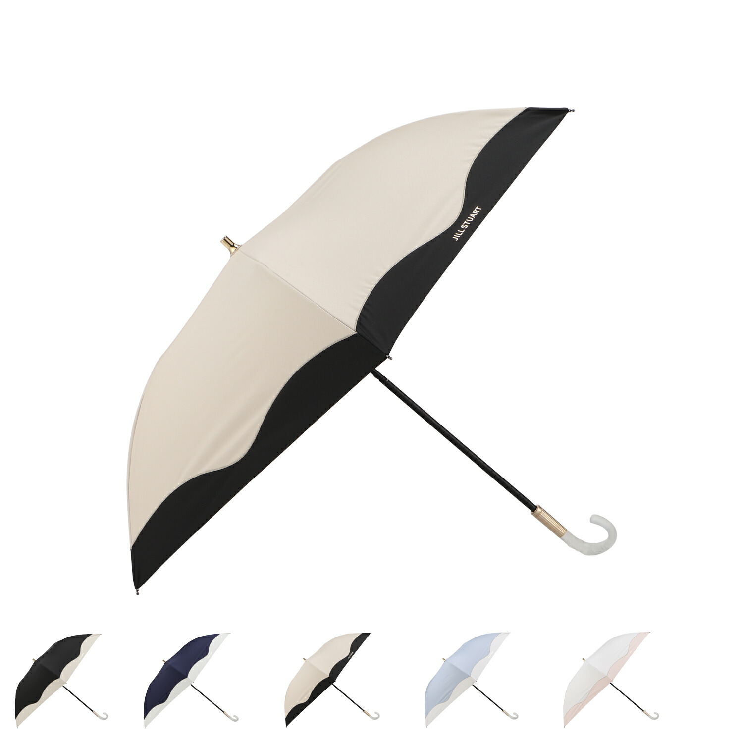 JILL STUART バイカラー ジル スチュアート 日傘 折りたたみ 傘 遮光 晴雨兼用 レディース 50cm 軽量 遮光 遮熱 UVカット サマーシールド ブラック ネイビー ベージュ ブルー ピンク 黒 1JI 22053｜ALLSPORTS
