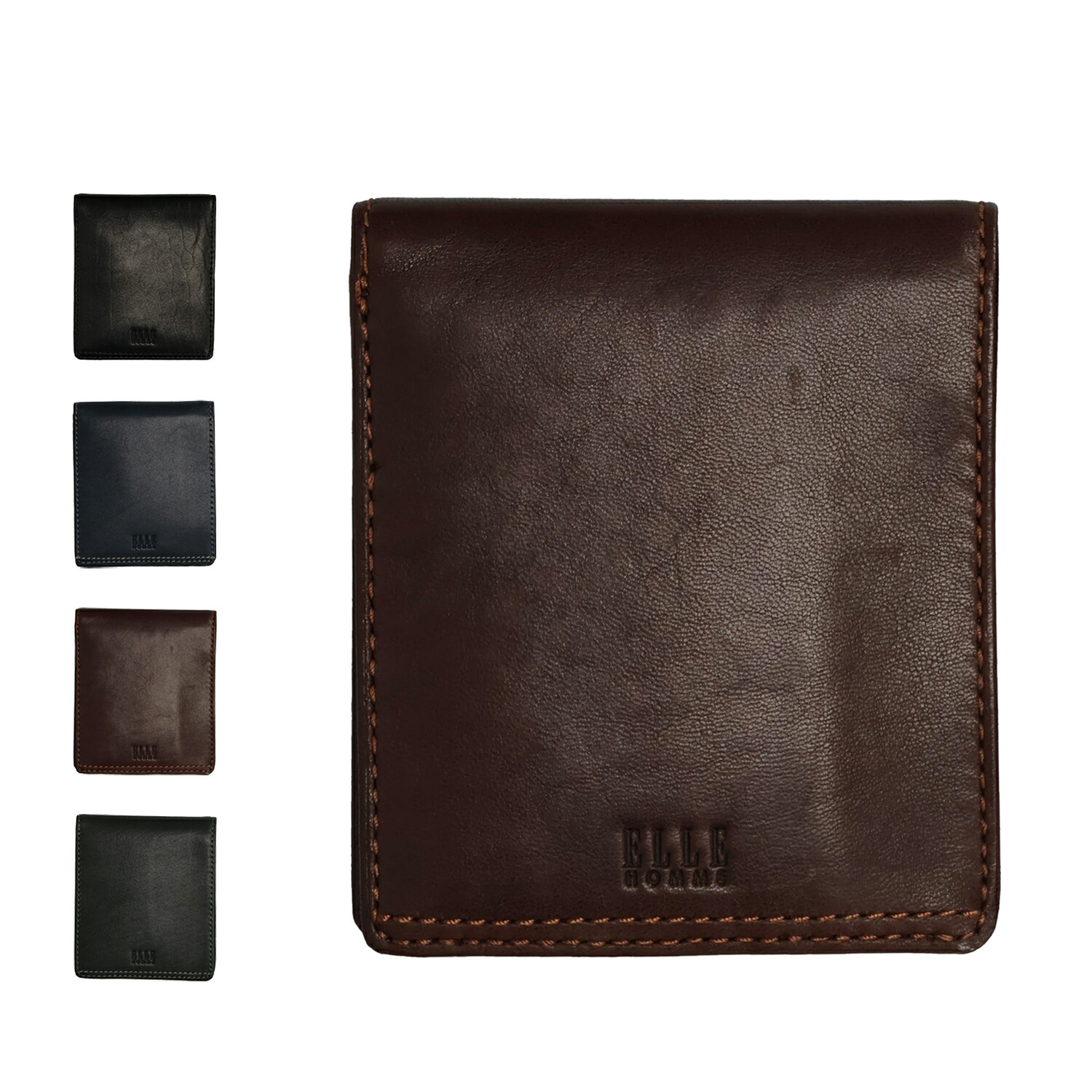 【最大1000円OFFクーポン】 ELLE HOMME シープ エルオム 財布 二つ折り メンズ 本革 コンパクト ブラック ネイビー ブラウン グリーン 黒 11000｜ALLSPORTS