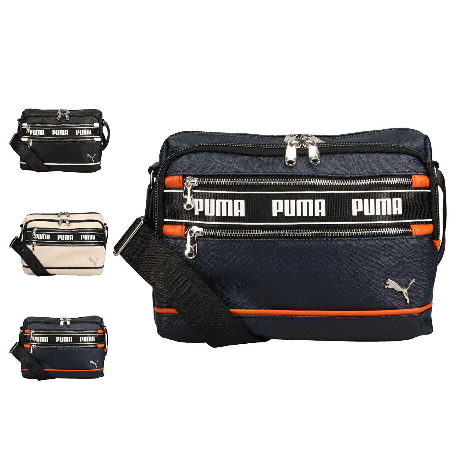 PUMA プーマ バッグ ショルダーバッグ メンズ レディース 横型 軽量 斜めがけ ファスナー付き ブラック ホワイト ネイビー 黒 白 J20366 母の日