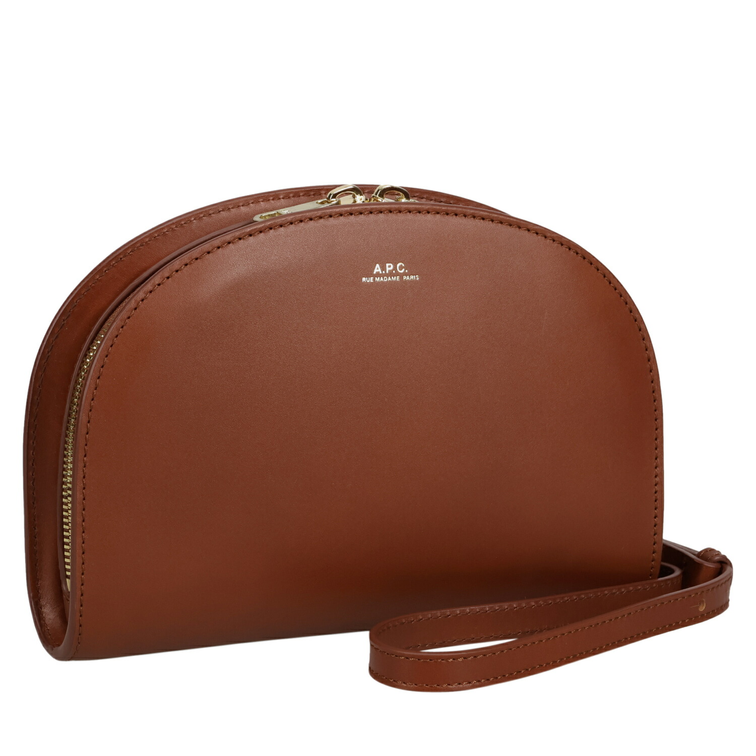 A.P.C. DEMI-LUNE LEATHER CLUTCH アーペーセー ショルダーバッグ デミルーン レディース 斜めがけ 軽量 ブラウン PXAWV F61596