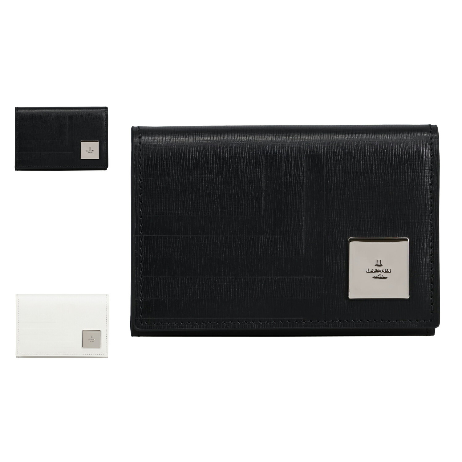 LANVIN en Bleu ランバンオンブルー 名刺入れ カードケース ID 定期入れ アク メンズ レディース 本革 薄型 ブラック ホワイト 黒 白 521621 母の日