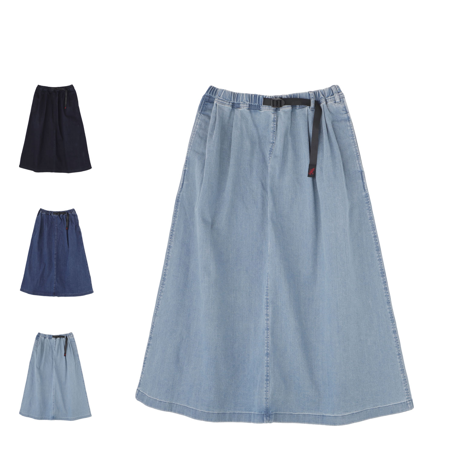 Gramicci STRETCH DENIM LONG FLARE SKIRT グラミチ デニム ロングフレアスカート ストレッチ レディース Aライン ゆったり マキシ インディゴ GLSK6-SJP006 母の日
