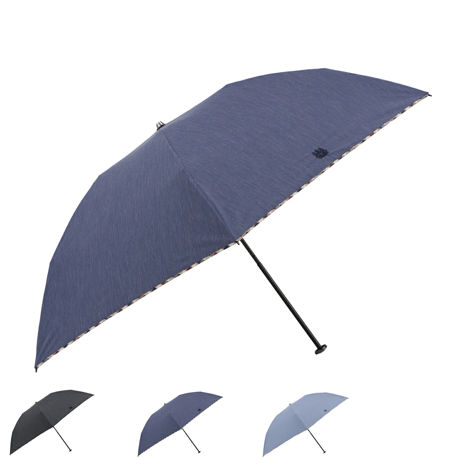 AQUASCUTUM アクアスキュータム 日傘 雨傘 折りたたみ傘 晴雨兼用 東レ サマーシールド チェックパイピング メンズ 遮光 遮熱 軽量 チャコール ネイビー ブルー 1AQ 28605｜ALLSPORTS