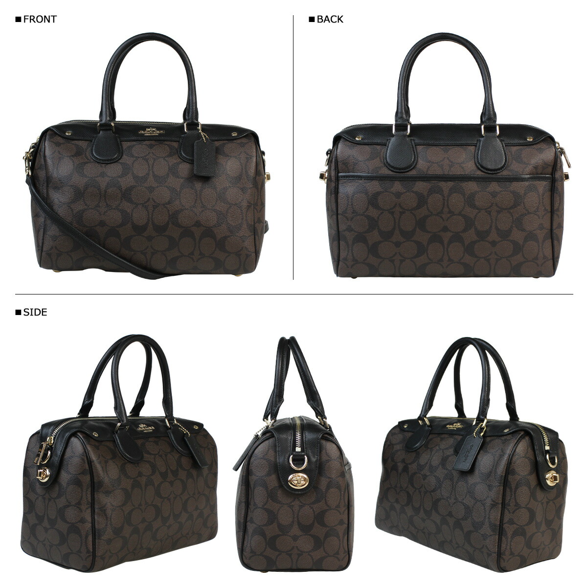 Coach COACH women's Boston bag handbag 2-WAY F 36187 Brown x black signature Bennett satchel