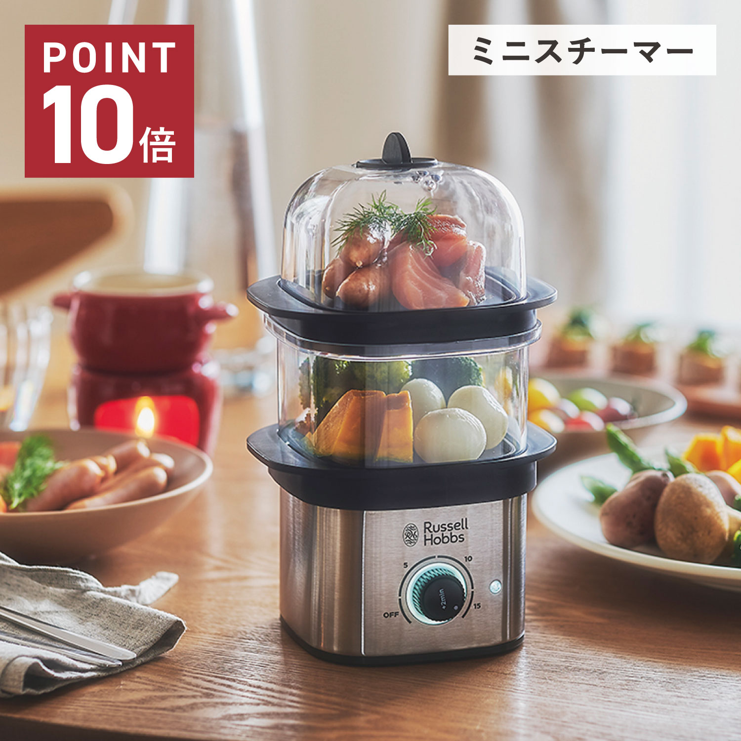 Russell Hobbs ラッセルホブス 蒸し器 ゆで卵メーカー スチームクッカー クイック ミニ スチーマ 電気 ステンレス QUICK MINI STEAMER 3000JP 母の日