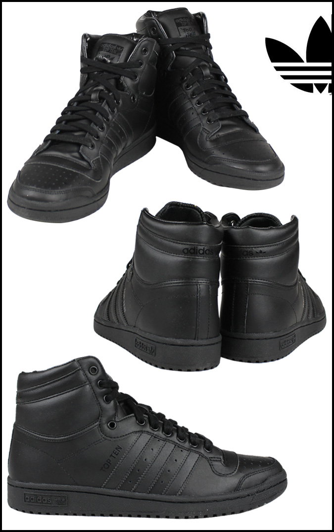 adidas black leather high tops