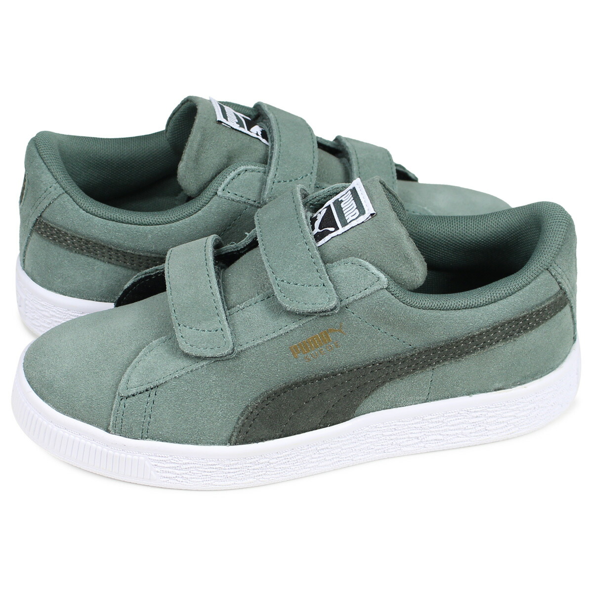 all green suede pumas
