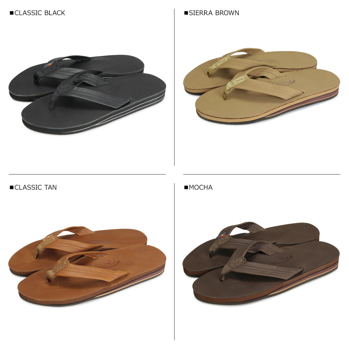 rainbow mens double layer leather sandals