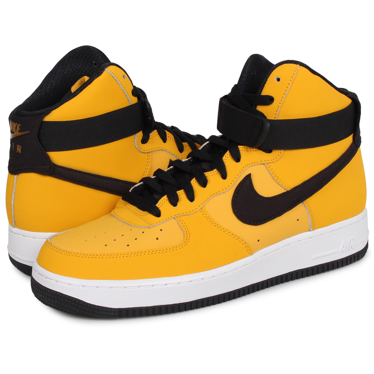 black and yellow high top air force ones