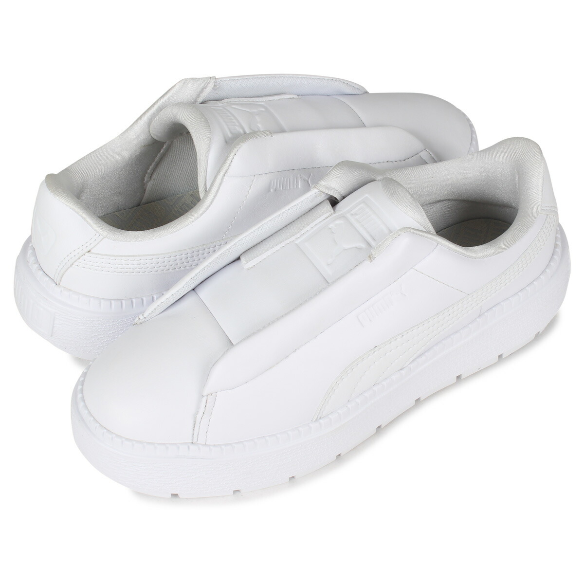 Puma Basket Platform Trace Light Slip On プーマ バスケット プラットフォーム トレース ライト スリップオン スニーカー スリッポン レディース 厚底 ホワイト 白 3871 02 送料無料 あす楽対応 23cm 25cm プーマ Puma スニーカー 3871 02カラーpuma 外装箱