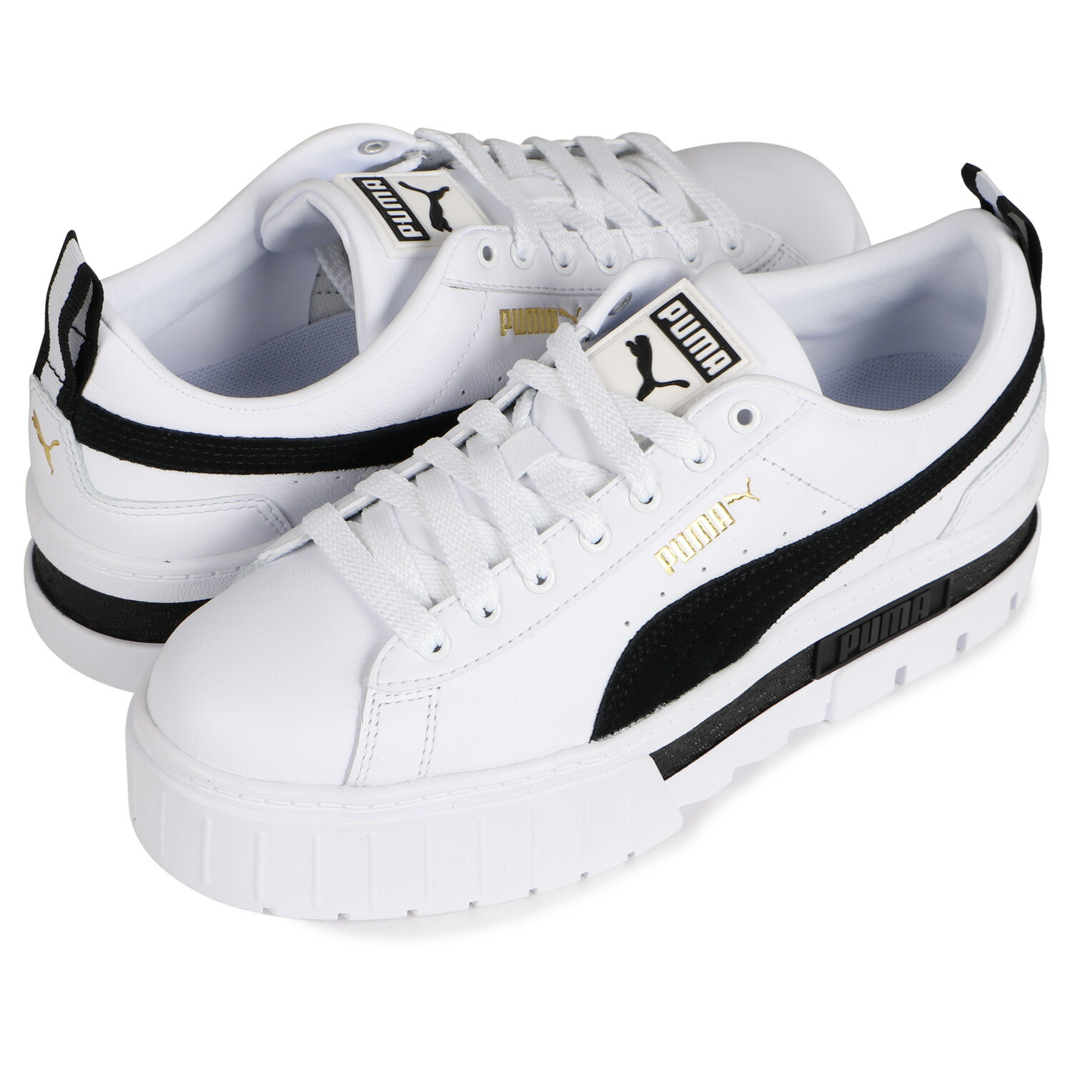 女性が喜ぶ 送料無料 あす楽対応 23cm 25cm プーマ Puma メイズ レザー ウィメンズ Mayze Leather Womens スニーカー 最大1000円offクーポン Puma プーマスニーカー レディース メイズ レザー ウィメンズ Mayze Leather Womens厚底 ホワイト 白