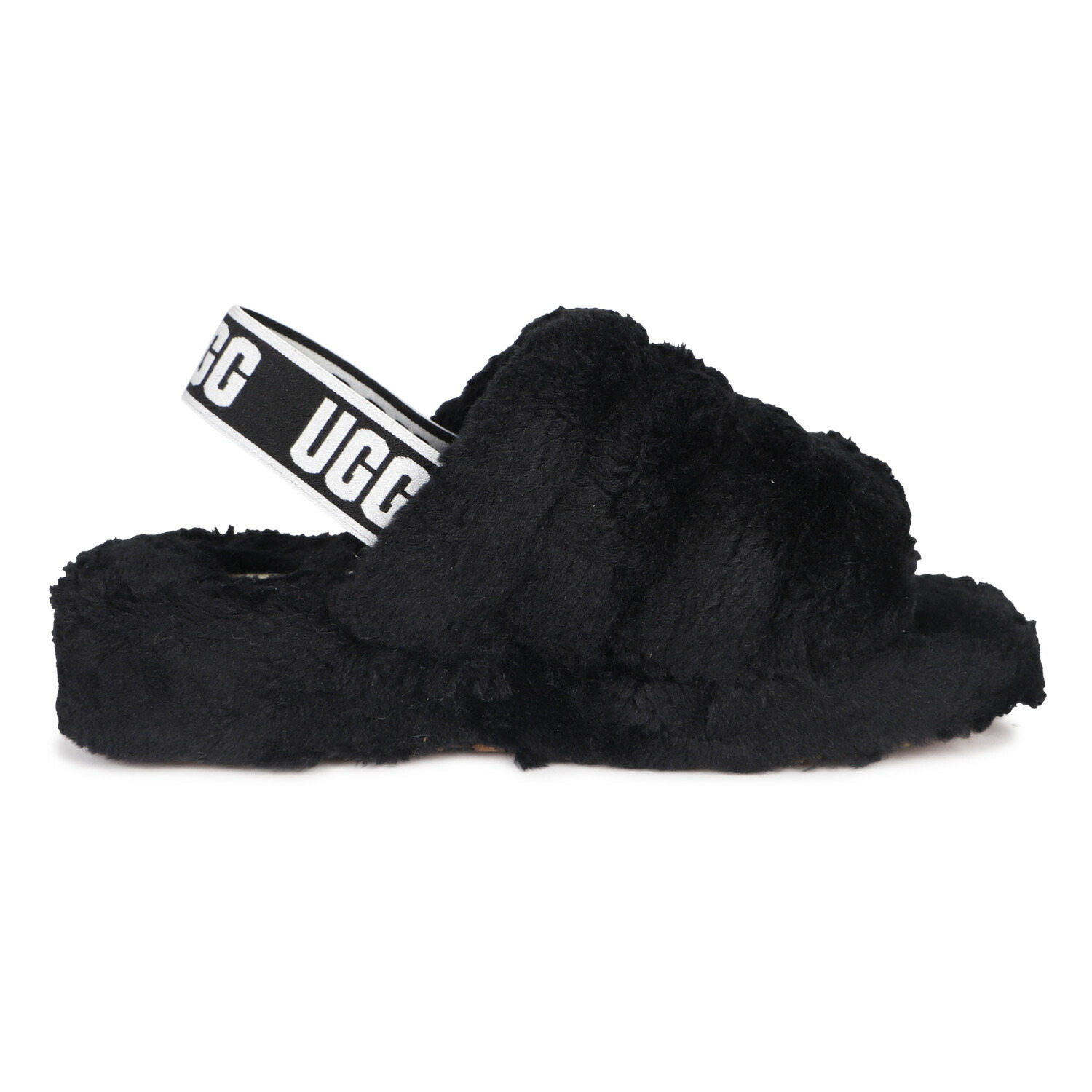 大勧め UGG FLUFF YEAH FUZZ SUGAR アグ サンダル ストラップサンダル フラッフ イヤー ファズ シュガー レディース ファー  ブラック 黒 1130835 fucoa.cl