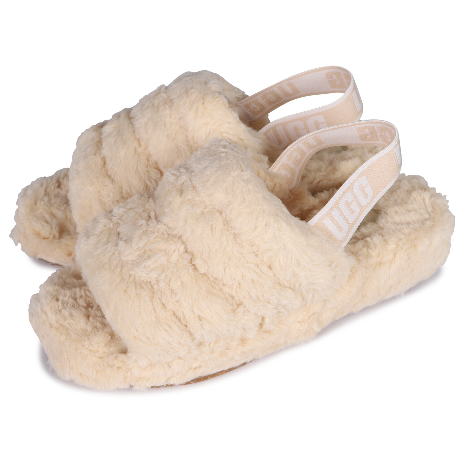 まとめ買い Ugg Fluff Yeah Fuzz Sugar アグ サンダル ストラップサンダル フラッフ イヤー ファズ シュガー レディース ファー ベージュ Fucoa Cl