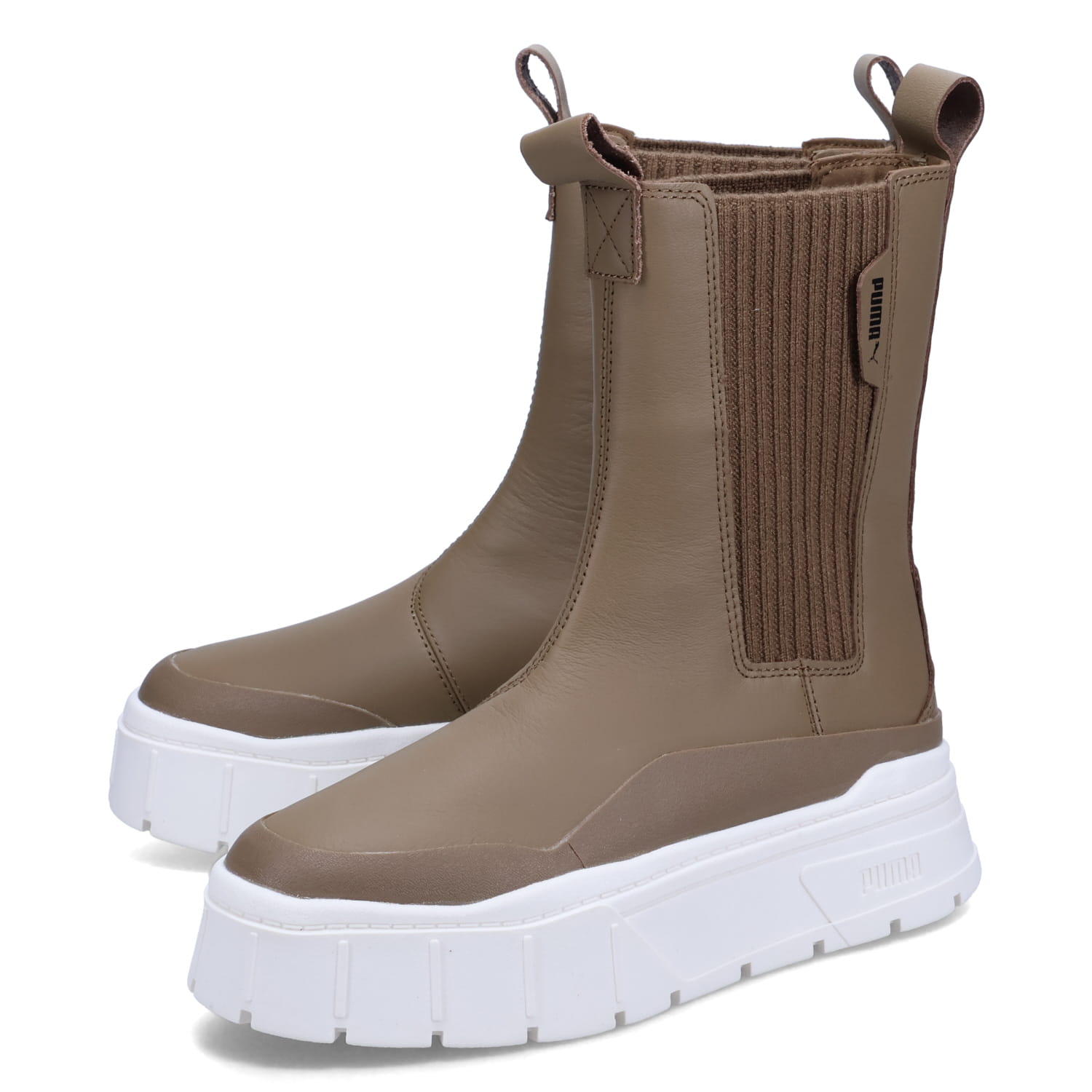 PUMA STACK CHELSEA WNS WINTER BOOTS プーマ サイドゴアブーツ スタック チェルシー ウィメンズ ウィンター レディース 厚底 ベージュ 393201-02｜ALLSPORTS