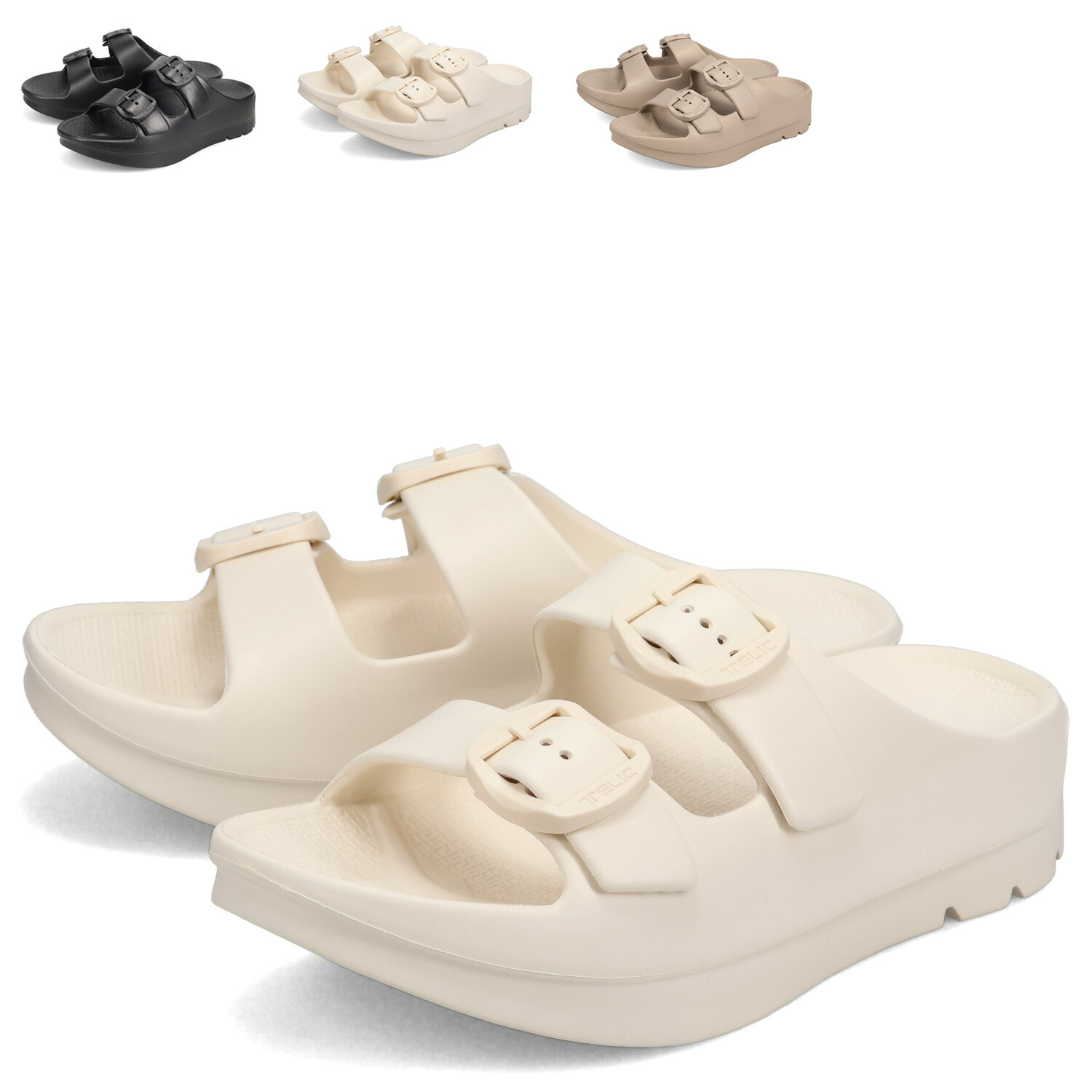 【最大1000円OFFクーポン】 TELIC W-BUCKLE2 テリック サンダル スライドサンダル メンズ レディース 厚底 ブラック ホワイト ライト ブラウン 黒 白|ALLSPORTS