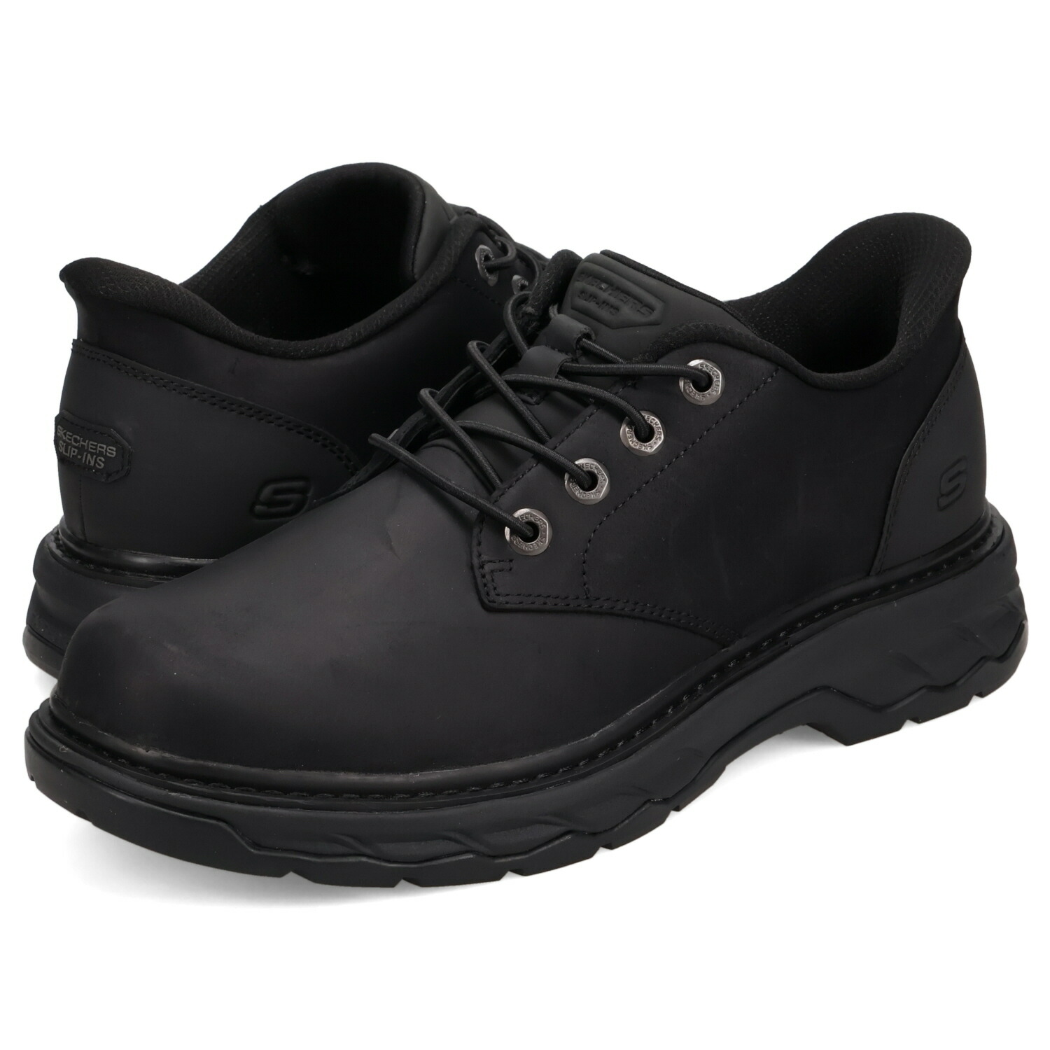 【最大1000円OFFクーポン】 SKECHERS SLIP-INS LOCKETT スケッチャーズ 革靴 スリップインズ リラックスドフィット スケッチャーズ ロケット ヒース スニーカー メンズ 本革 ブラック 黒 205307|ALLSPORTS