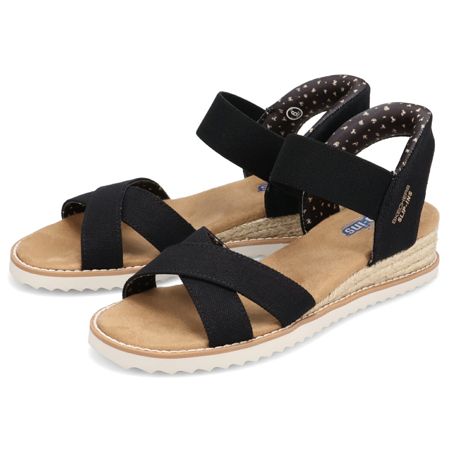 SKECHERS HANDS FREE SLIP-INS DESERT KISS スケッチャーズ スリップインズ ボブス デザート キス-ゴールデン リリー サンダル レディース キャンバス ブラック 黒 114418