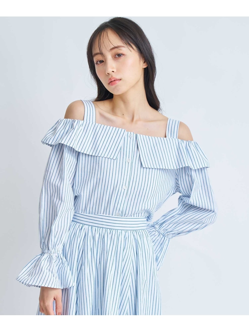 【SALE／5%OFF】ストライプブラウス Noela ノエラ トップス シャツ・ブラウス ブルー ベージュ ホワイト【RBA_E】【送料無料】[ Fashion]