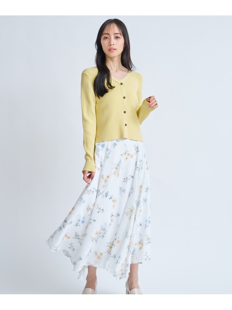 花柄イレヘムフレアスカート Noela ノエラ スカート ロング・マキシスカート ホワイト ブルー【送料無料】[ Fashion]
