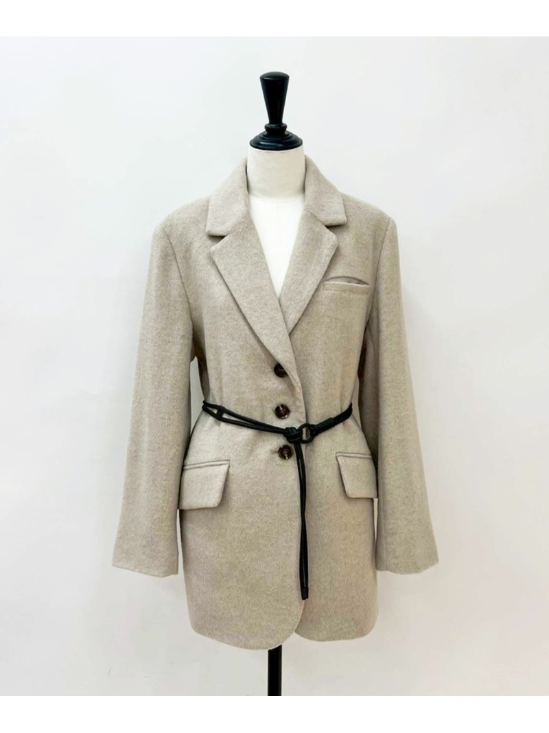 【SALE／70%OFF】ベルトセットウール混ジャコット Noela ノエラ ジャケット・アウター その他のジャケット・アウター ベージュ ブラウン【RBA_E】【送料無料】[ Fashion]