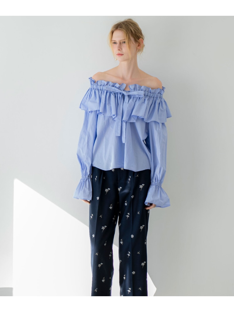 【Premium】フラワー刺繍パンツ Noela ノエラ パンツ その他のパンツ ベージュ ネイビー【送料無料】[ Fashion]
