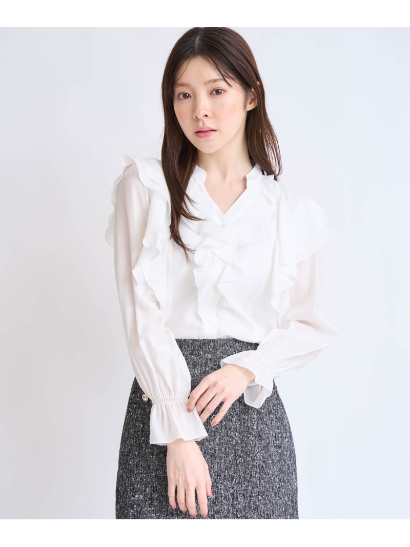 【SALE／20%OFF】フリルスキッパーブラウス Noela ノエラ トップス シャツ・ブラウス ホワイト イエロー ベージュ【RBA_E】【送料無料】[ Fashion]