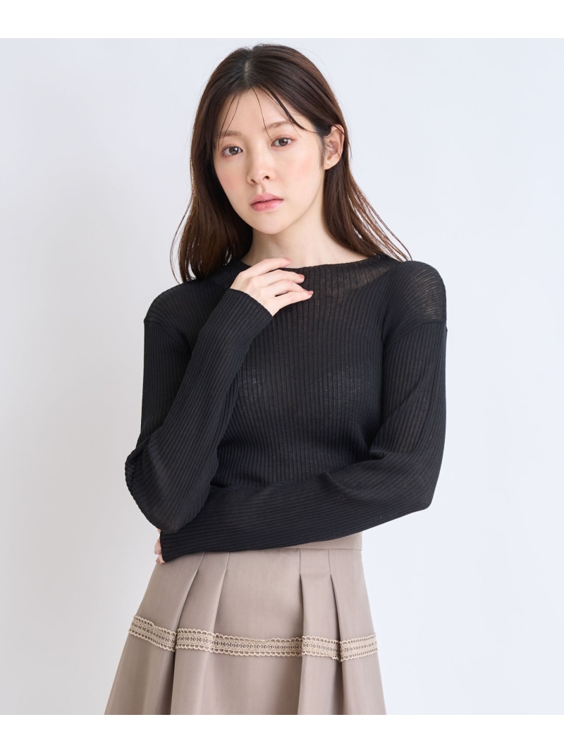 【SALE／20%OFF】シアーハイネックニット Noela ノエラ トップス ニット ブラック ホワイト ブルー【RBA_E】【送料無料】[ Fashion]