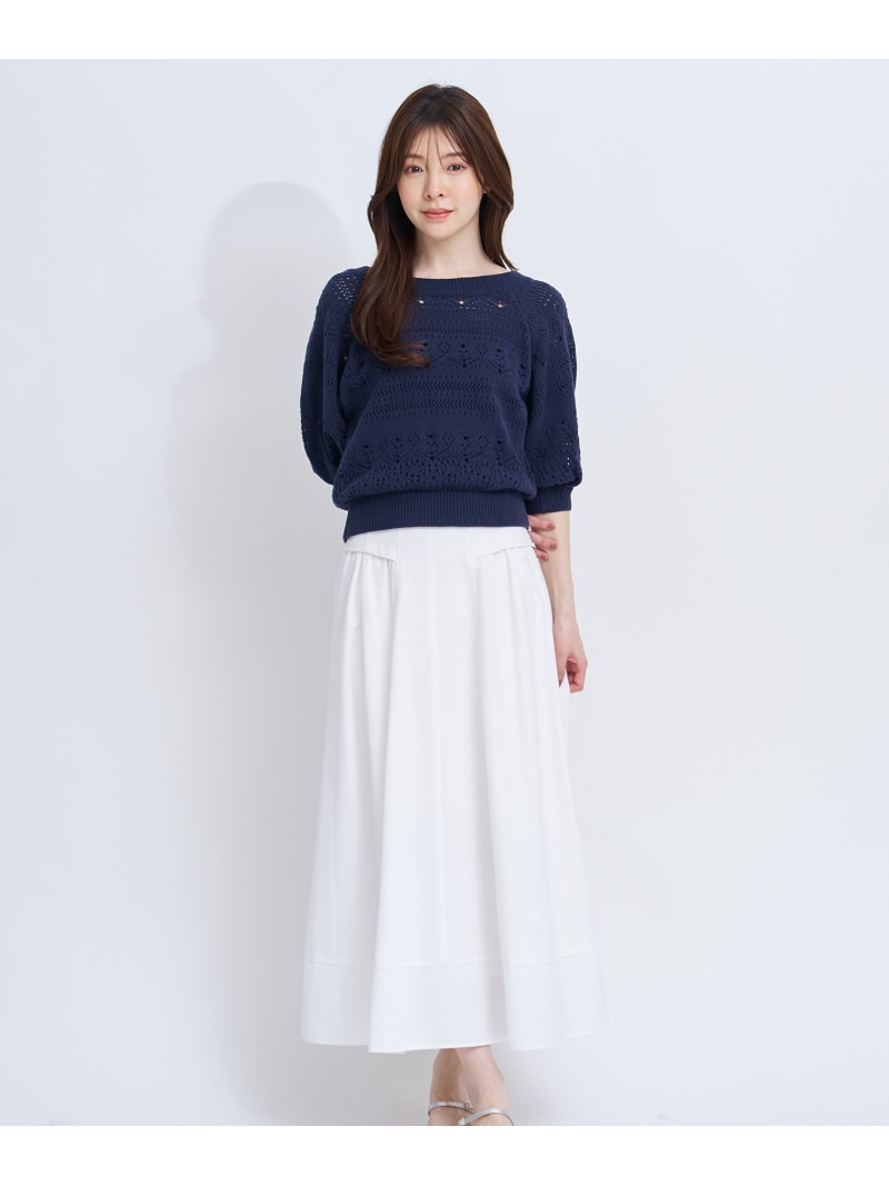 ハイウエストデザインスカート Noela ノエラ スカート ロング・マキシスカート ホワイト カーキグリーン ベージュ【送料無料】[ Fashion]