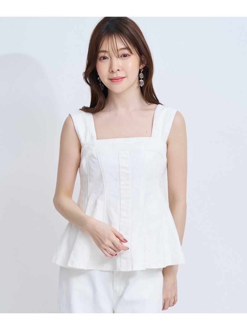デニムビスチェ Noela ノエラ トップス シャツ・ブラウス ホワイト ブルー【送料無料】[ Fashion]