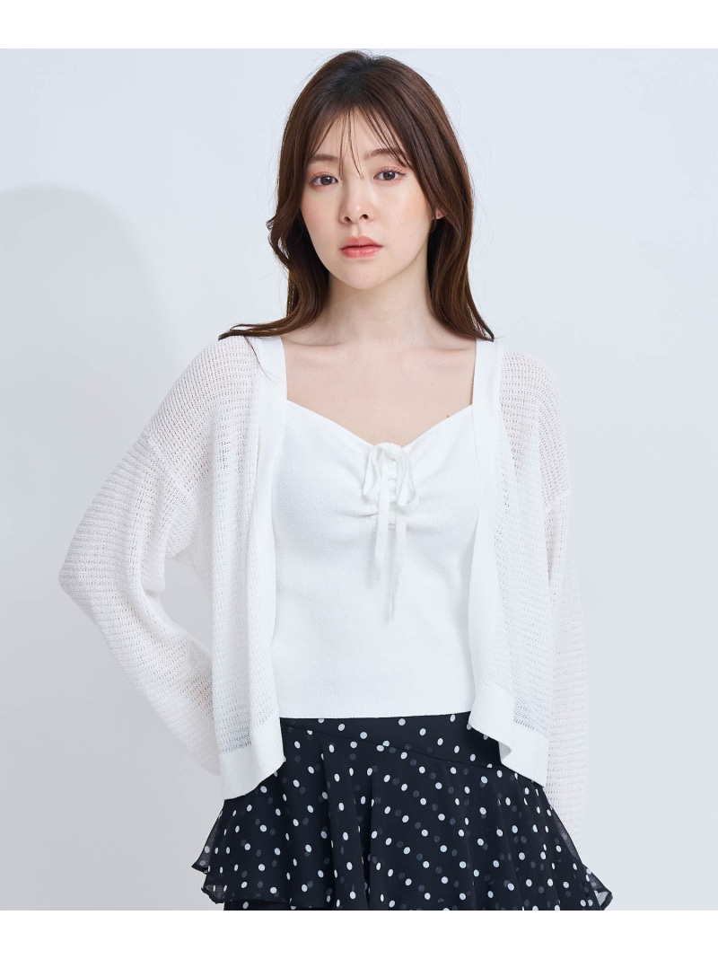 【SALE／5%OFF】デザインキャミニットアンサンブル Noela ノエラ トップス アンサンブル ホワイト グレー【RBA_E】【先行予約】*【送料無料】[ Fashion]