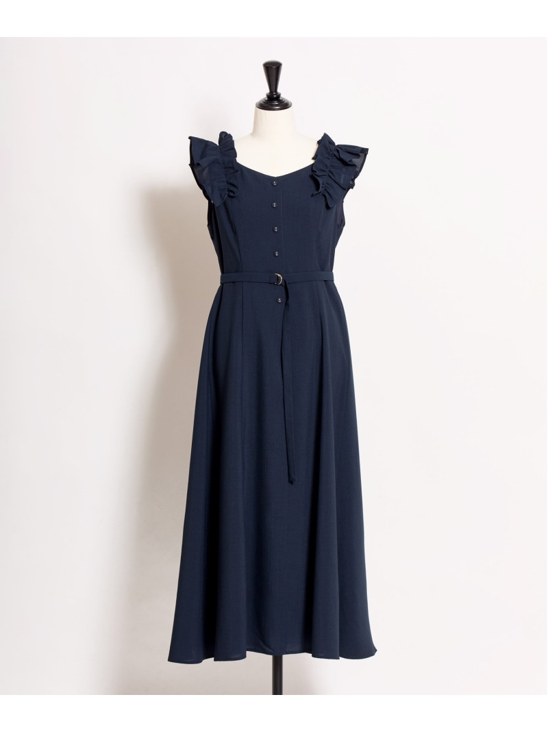 【SALE／60%OFF】肩フリルワンピース Noela ノエラ ワンピース・ドレス その他のワンピース・ドレス ネイビー ブルー ブラウン【RBA_E】【送料無料】[ Fashion]｜NOELA
