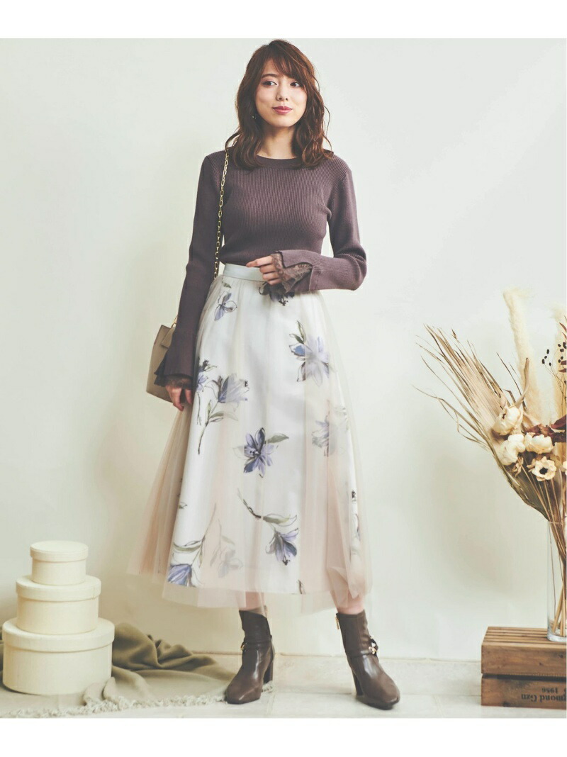 チュールレイヤー花柄スカート Noela ノエラ スカート フレアスカート イエロー ブルー ピンク 先行予約 送料無料 Rakuten Fashion Alittlepeaceofmind Co Uk