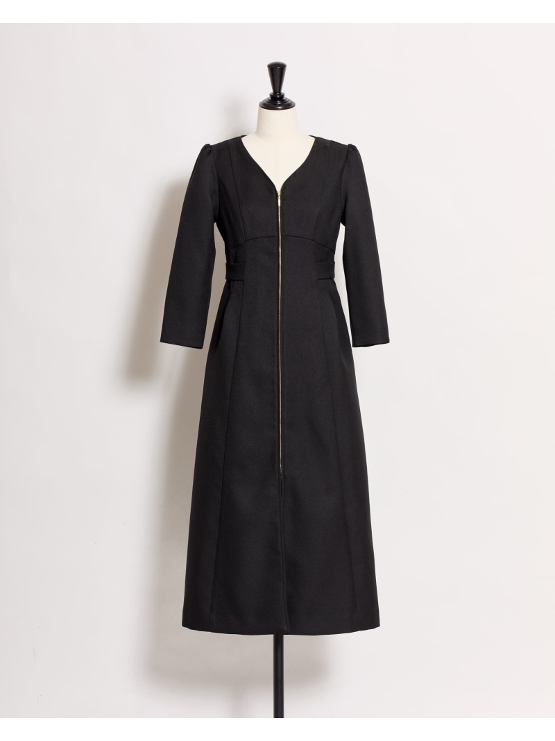 【SALE／20%OFF】フロントファスナーパイピングワンピース Noela ノエラ ワンピース・ドレス ワンピース ベージュ ブラック【RBA_E】【送料無料】[ Fashion]