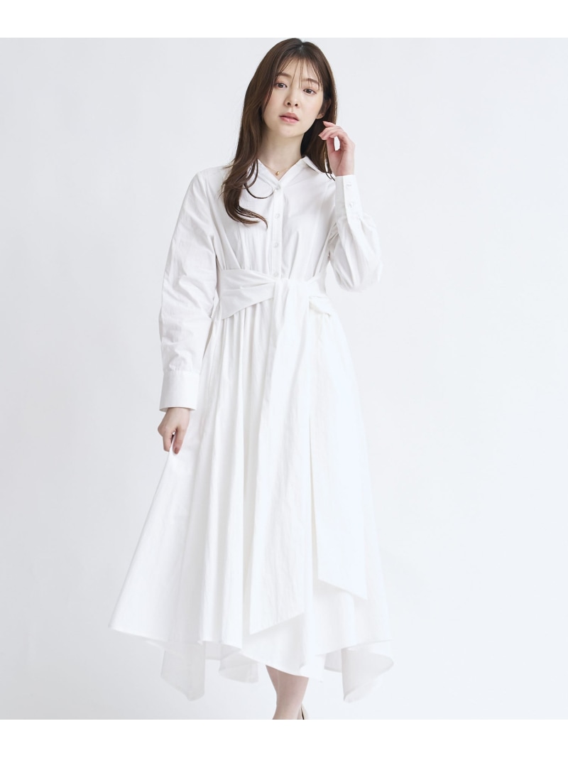 【SALE／20%OFF】タイプライターシャツワンピース Noela ノエラ ワンピース・ドレス シャツワンピース ホワイト ネイビー ブルー【RBA_E】【送料無料】[ Fashion]