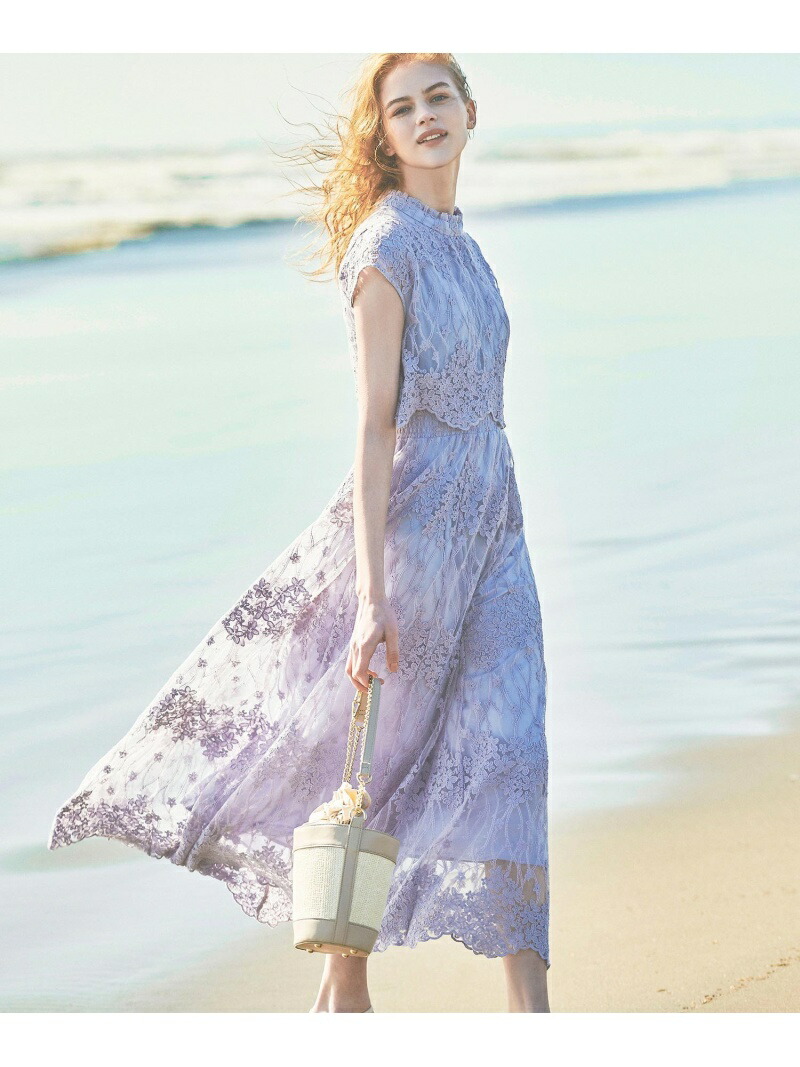 楽天市場 Sale 50 Off 美人百花7月号掲載 チュールレースマキシop Noela ノエラ ワンピース ノースリーブワンピース ブルー ピンク パープル Rba E 送料無料 Rakuten Fashion Noela ノエラ