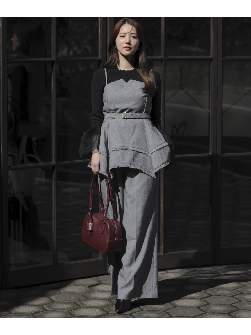 【SALE／50%OFF】ツイードワイドパンツ Noela ノエラ パンツ スラックス・ドレスパンツ ブラック【RBA_E】【送料無料】[ Fashion]