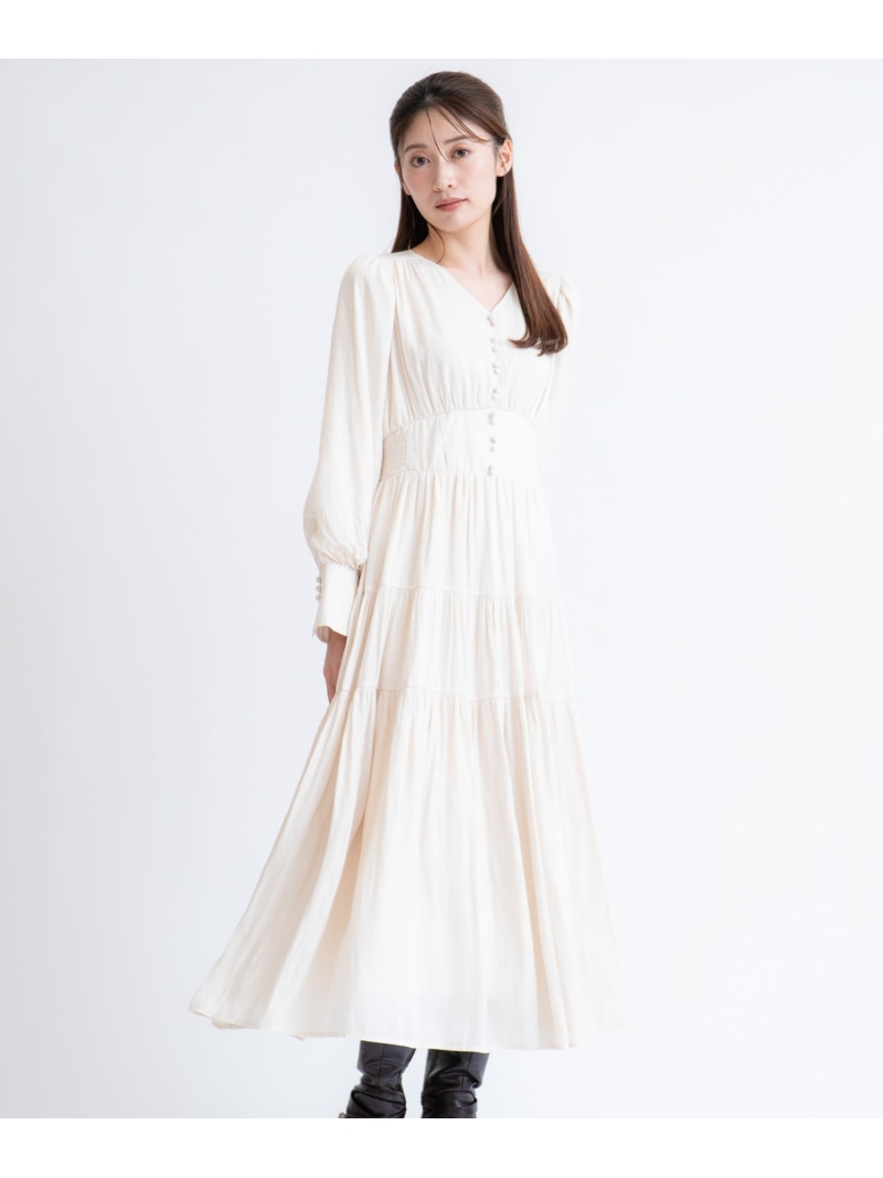 【SALE／50%OFF】ティアードサテンワンピース Noela ノ内鰓 衣裳・御召しもの 衣裳 白いこと 青碧【RBA_E】【貨物輸送無料】[ Fashion]