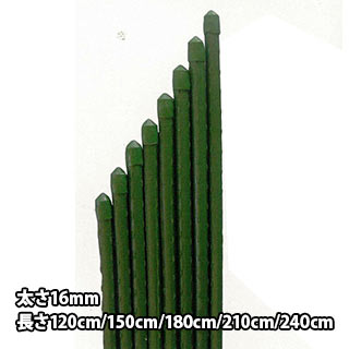 イボ付き支柱 太さ16mmｘ長さ120cm/150cm/180cm/210cm/240cm 50本 ミドリ