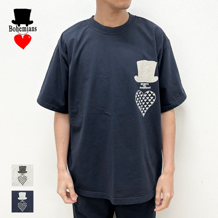LOVE ZEBRA PRINT LOOSE LONG SLEEVE TEE ラブゼブラ プリント ルーズ 長袖Tシャツ BOHEMIANS ボヘミアンズ 日本製 ラブゼブラ（LOVE ZEBRA） スムースコットンルーズTシャツ（長袖
