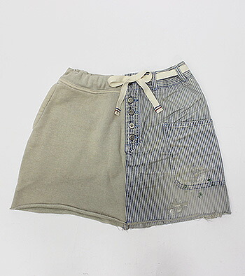 【s50】【エフィレボル/.efilevol】Marine Hickory×Sweat Skirt　マリンヒッコリー×スウェットスカート【送料無料】【キャンセル返品交換不可】【let】【nx】