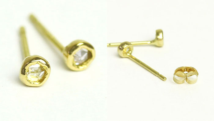 イロンデール hirondelle]ミニふくりんローズカットダイヤピアス