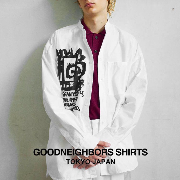 【s20】【グッドネイバーズシャツ/GOODNEIGHBORS SHIRTS】BASUKIA printed WIDE FIT SHIRT [BCS-013B]【キャンセル返品交換不可】【let】【id】【c500】【500円OFFクーポン利用可】