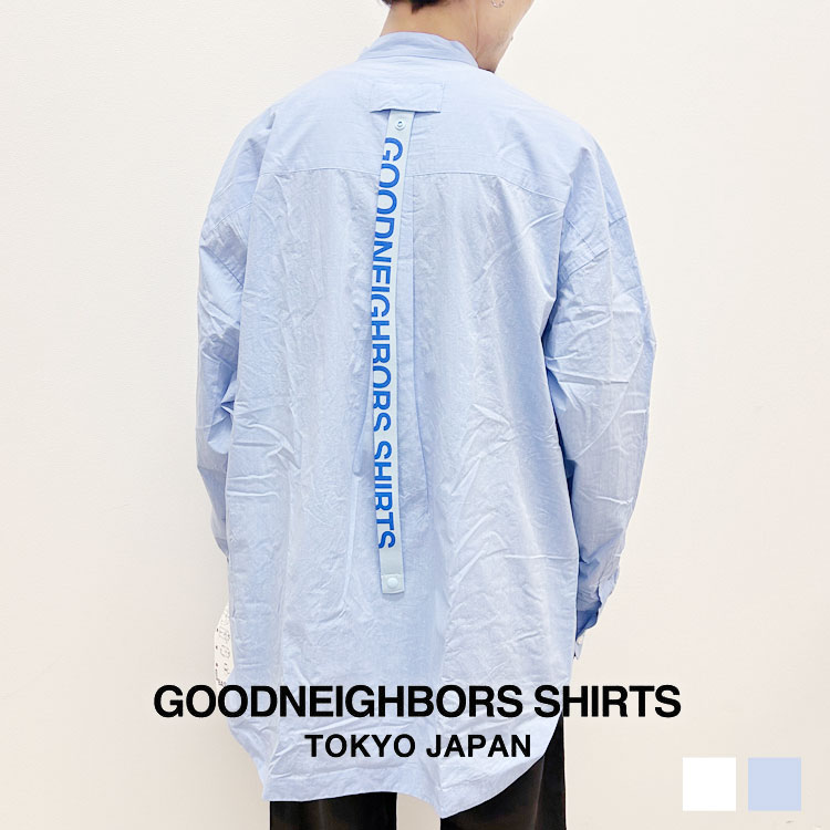 【s30】【グッドネイバーズシャツ/GOODNEIGHBORS SHIRTS】BASUKIA 【WIDE】 BAND COLLAR SHIRT（バスキアワイドバンドカラーシャツ）[BCS-013]【キャンセル返品交換不可】【let】【id】【c500】【500円OFFクーポン利用可】