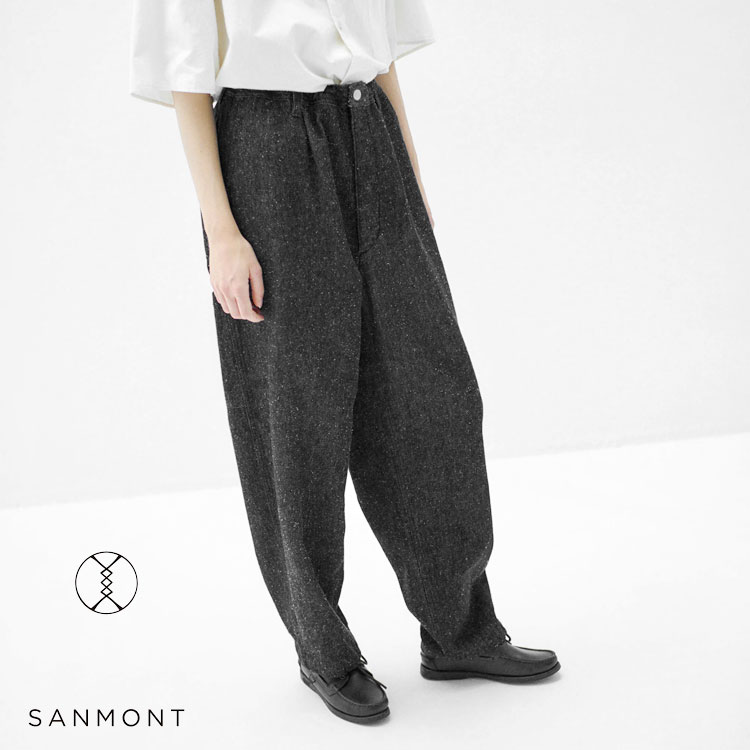 SANMONT サンモント Cotton Silk Denim Work Pants ブラックデニム コットンシルク SPA0103【id】