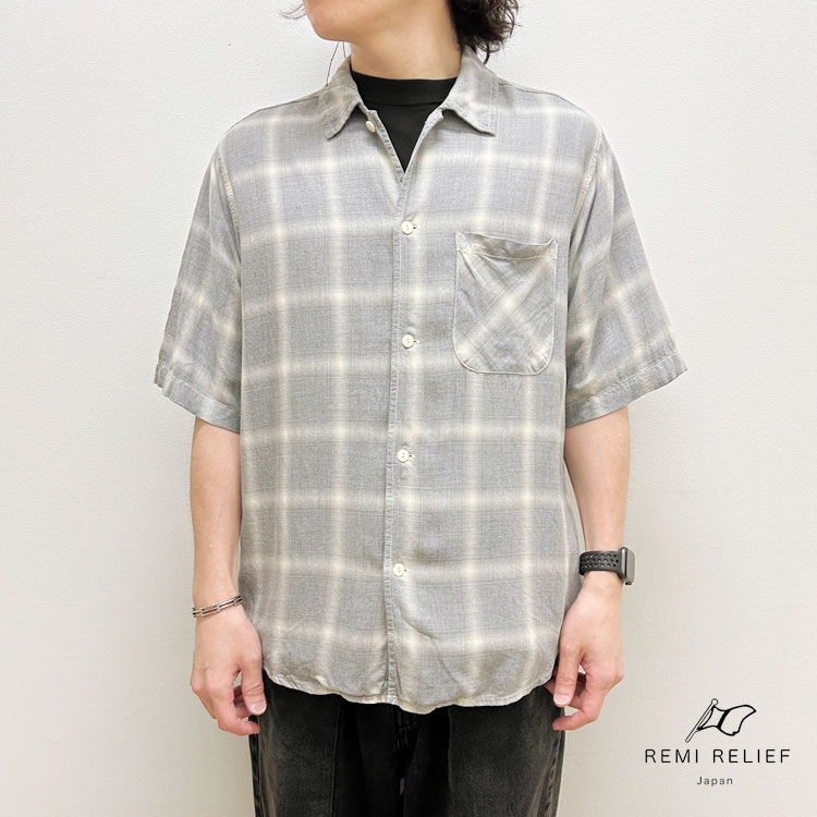 【s20】REMI RELIEF レミレリーフ レーヨンツイルオンブレS/Sシャツ RN30389055【キャンセル返品交換不可】【let】【id】｜イルビゾンテ正規取扱店 ノワ