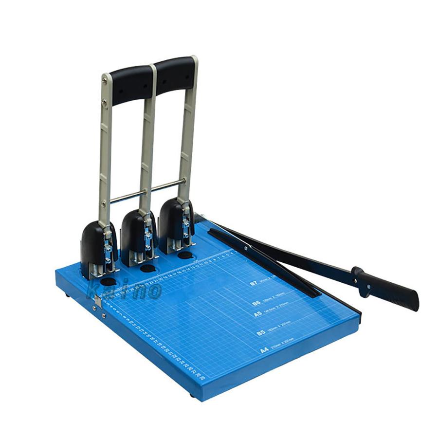 穴あけパンチ 裁断機 2in1 製本機 3穴穴あけパンチ φ5mm丸穴 作業台面積29*31cm B7/B6/A5/B5/A4に対応 交換用ガスケット付き