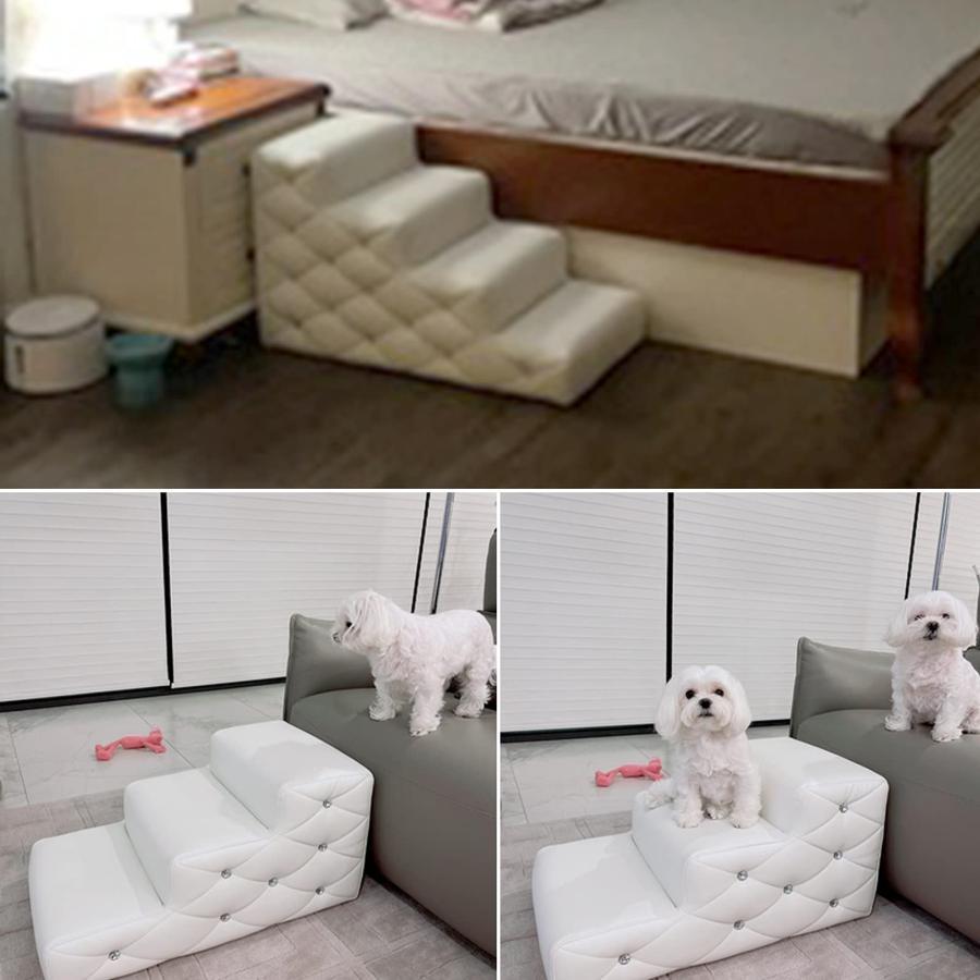 ペットステップ ステップ 犬 白い 小型犬猫のための犬の階段と階段、 屋内階段用のポータブルヘビーデューティペットランプ、 ベッドソ 21,275円