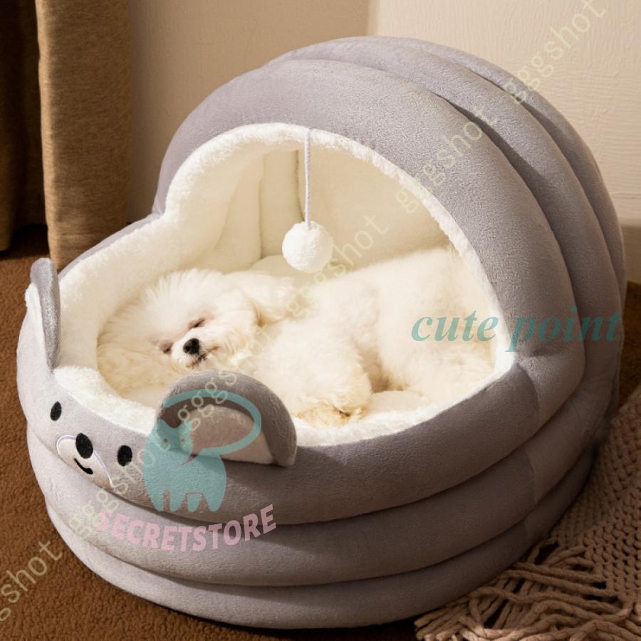 猫 ベッド 猫ハウス ペットベッド 犬小屋 ドーム型 クッション ソファー 猫篷 キャットハウス 冬 おしゃれ ハウス 暖かい 小型犬 ふわふ