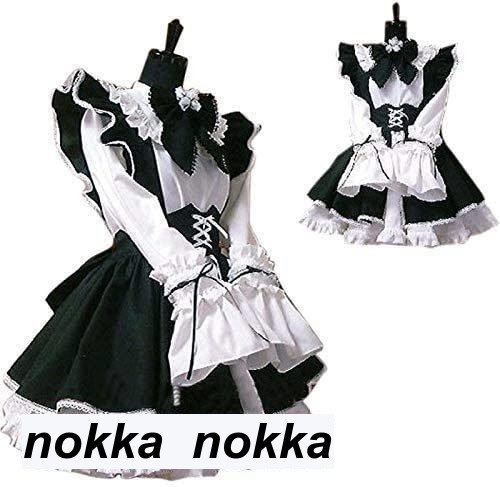メイド服 ワンピース エプロン カチューシャ ニーハイソックス 高級 本格志向 メイド 服 ゴスロリ 萌え コスプレ4点セット ロリータ コスプレ コスチューム 学園祭 メイド喫茶店 かわいい